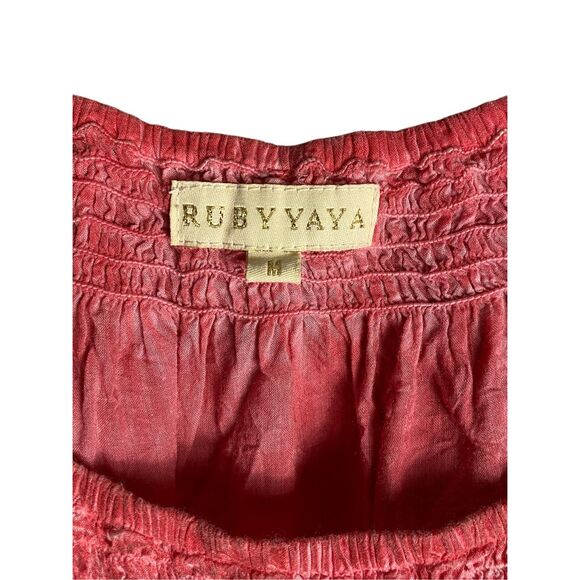 Ruby Yaya Boho Peasant Blouse Pink Multicolor Embroidered Tunic Top Women’s M - Picture 8 of 8